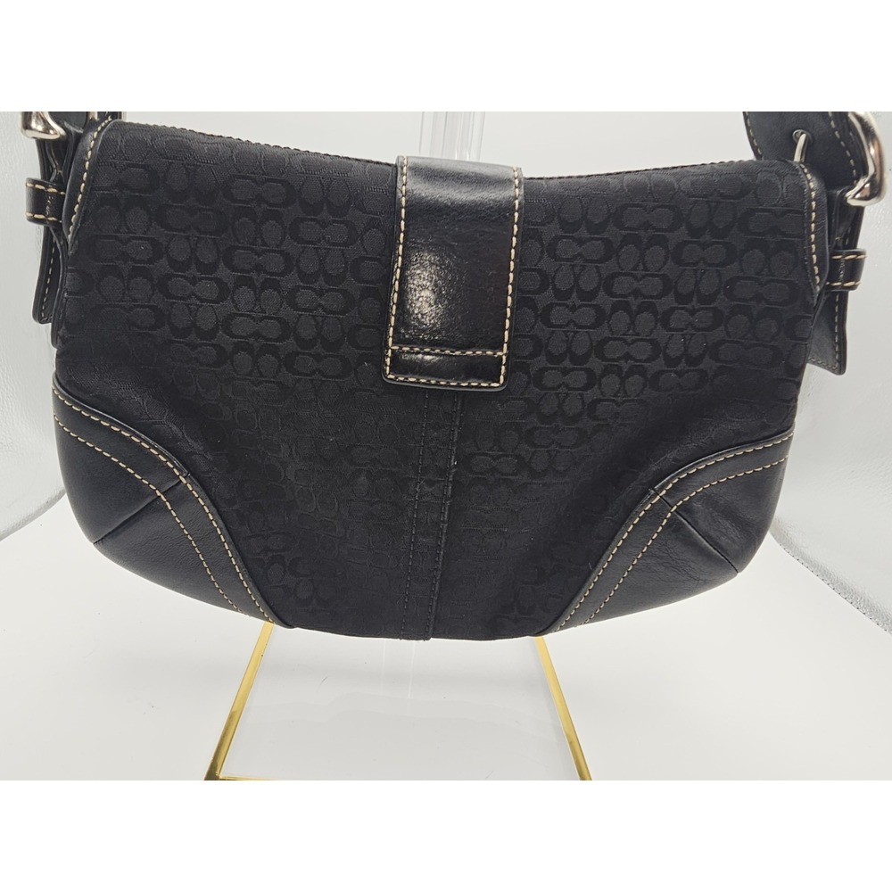 VTG Coach 6818 Soho Demi Shoulder Bag Black Signature C Jacquard Canvas Leather - Picture 8 of 16